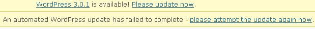 wordpress upgrade error wordpress  WordPress 3.0.1 Automatic Update Failure 