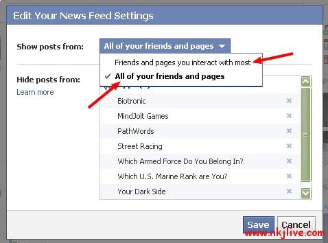 Facebook news feed option2 facebook  Facebook Not Showing Feed of All Your Friends 