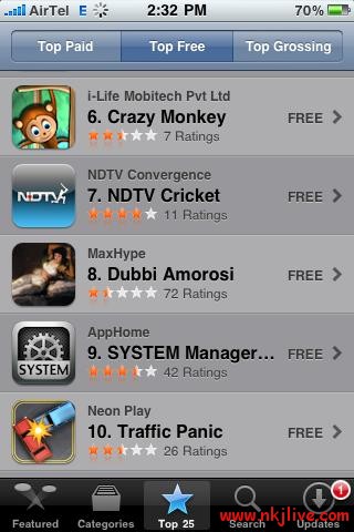 icc world cup 2011 top25 app1 sports apple 2  Cricket is Leading in Apple App Store Too 